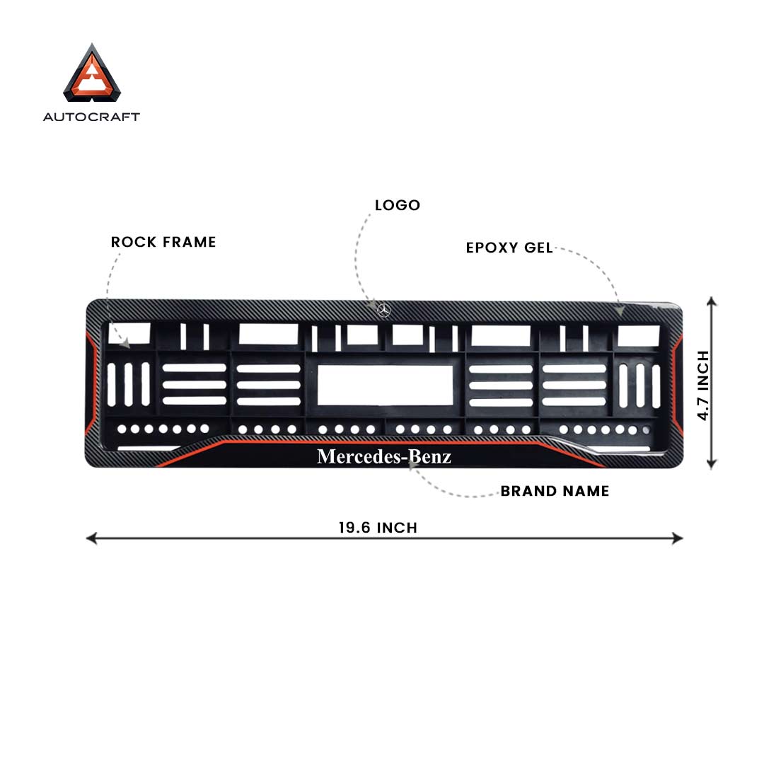 Car Number Plate Gel Frame - Benz - Red Line