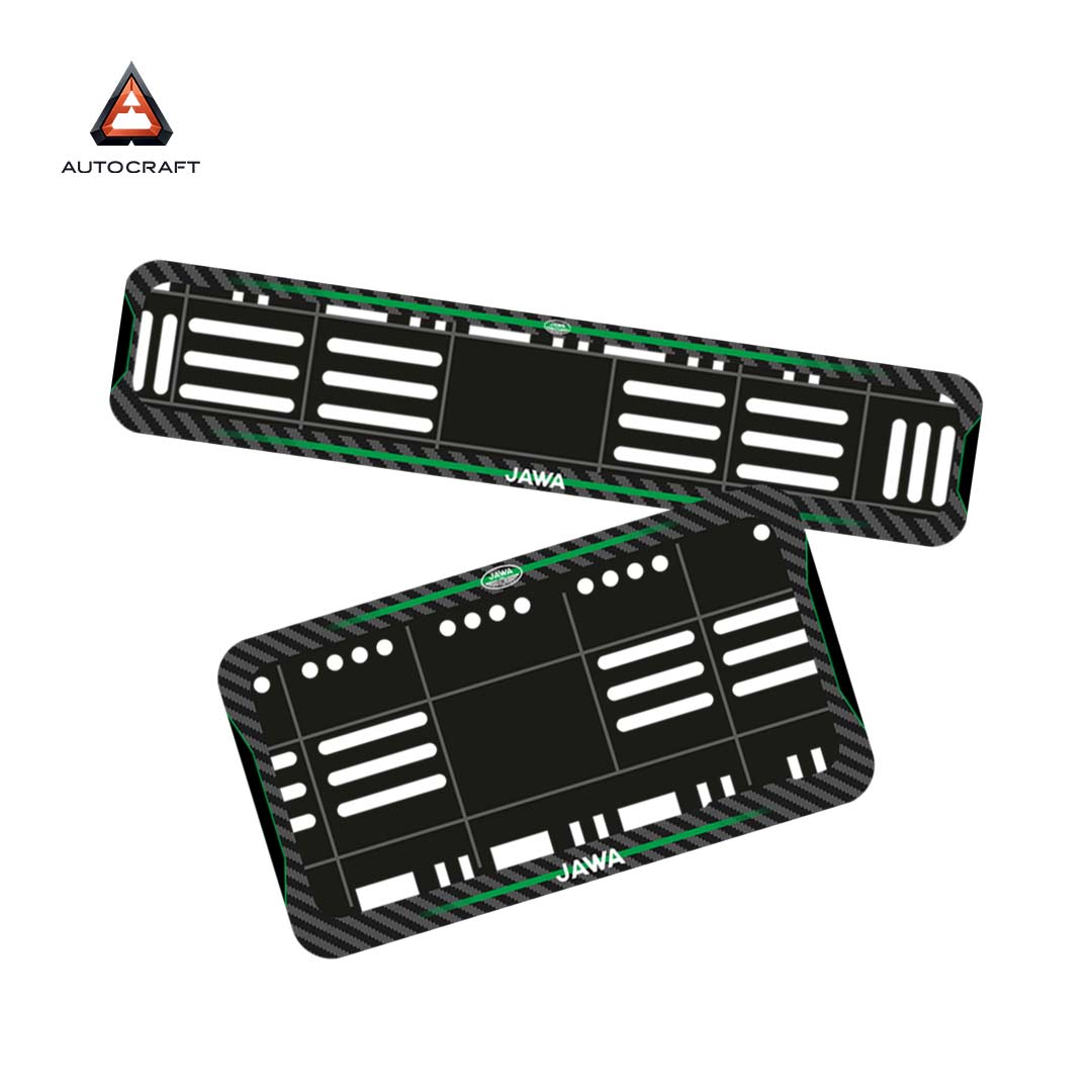 Bike Number Plate Gel Frame - Jawa - Green Line (Front and Back Set)