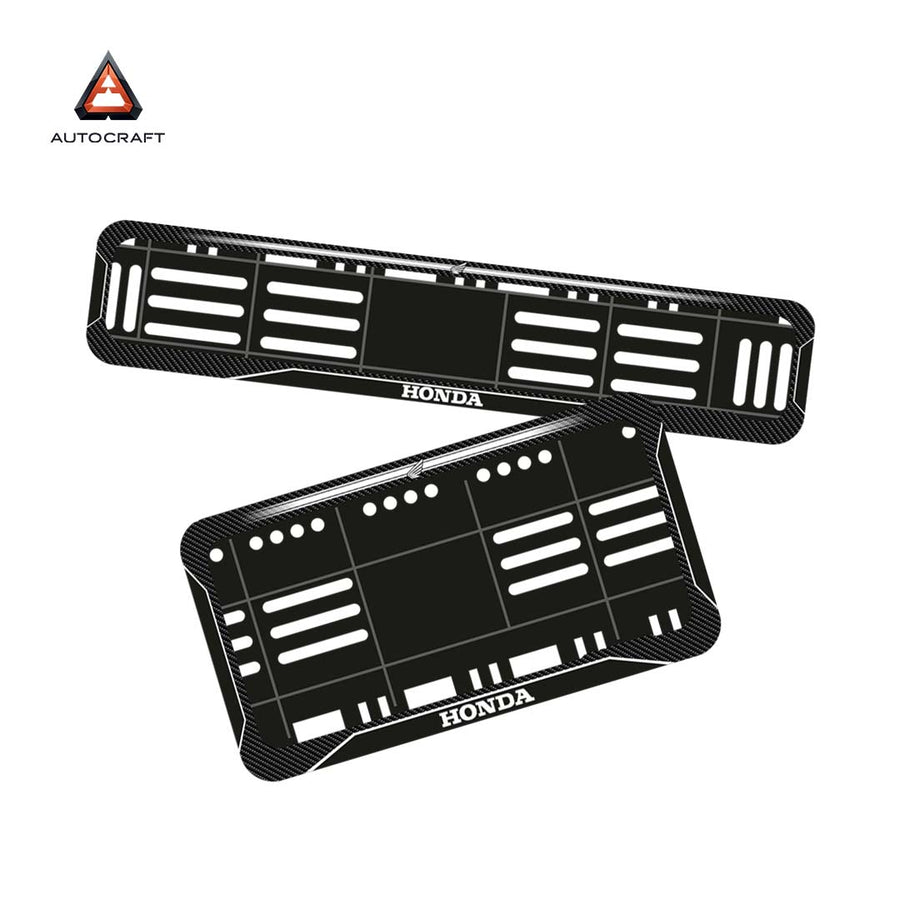 Bike Number Plate Gel Frame - Honda - Black with White Lines (Front and Back Set)