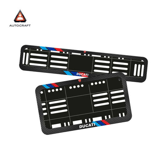 Bike Number Plate Gel Frame - Ducati - Red & Blue Racing Stripes (Front and Back Set)
