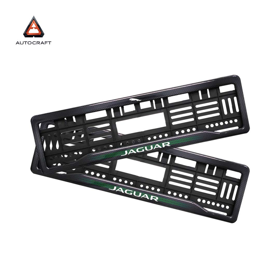 Car Number Plate Gel Frame - Jaguar Logo - Green HSRP number plate gel frame view 1