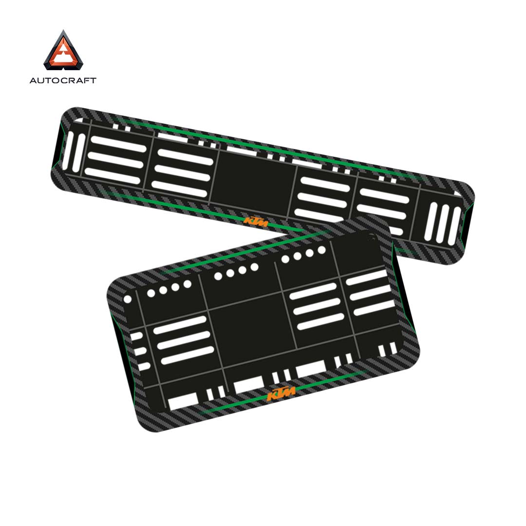 Bike Number Plate Gel Frame - KTM - Green Line (Front and Back Set)