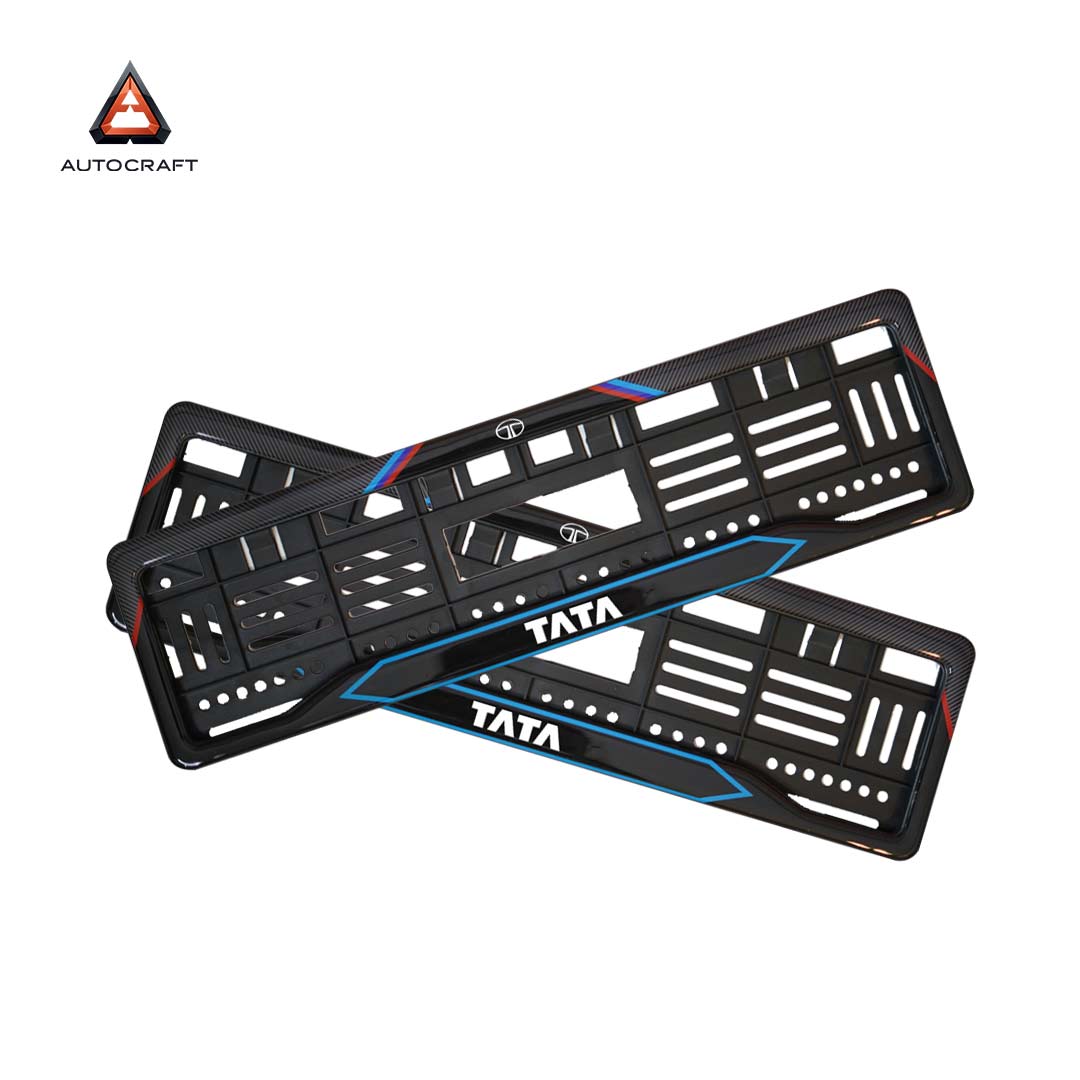 Car Number Plate Gel Frame - TATA - Red and Blue Line HSRP number plate gel frame view 1