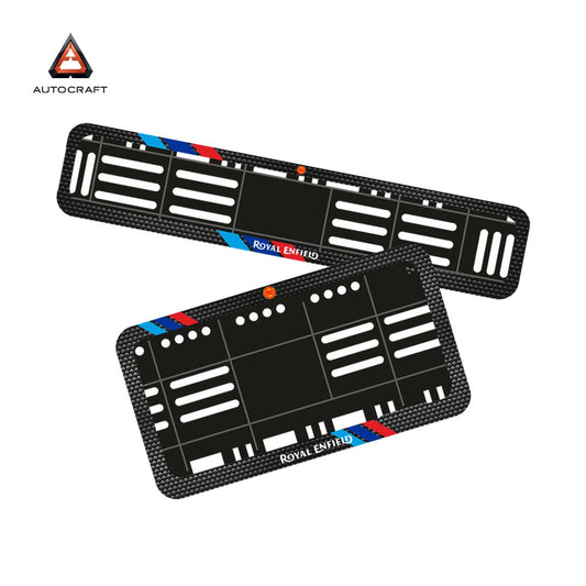 Bike Number Plate Gel Frame - Royal Enfield - Red & Blue Racing Stripes