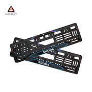 Car Number Plate Gel Frame - Skoda - Red and Blue Line