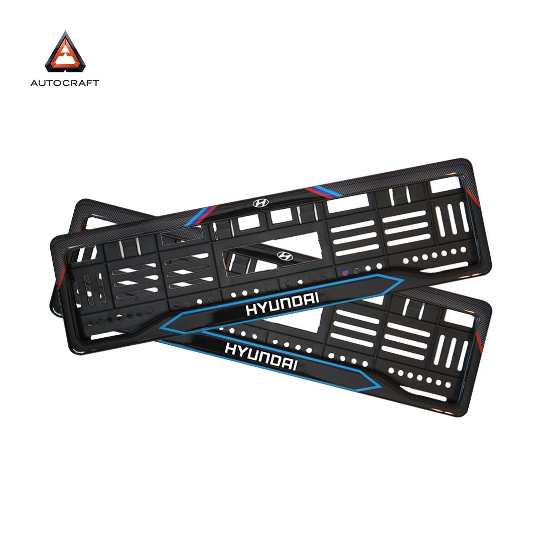 Car Number Plate Gel Frame - Hyundai - Red and Blue Line