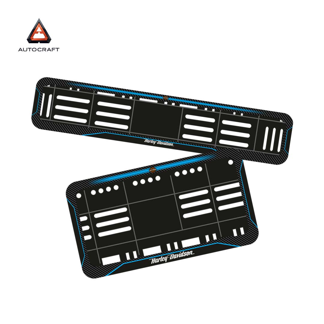 Bike Number Plate Gel Frame - Harley Davidson - Blue Line (Front and Back Set)