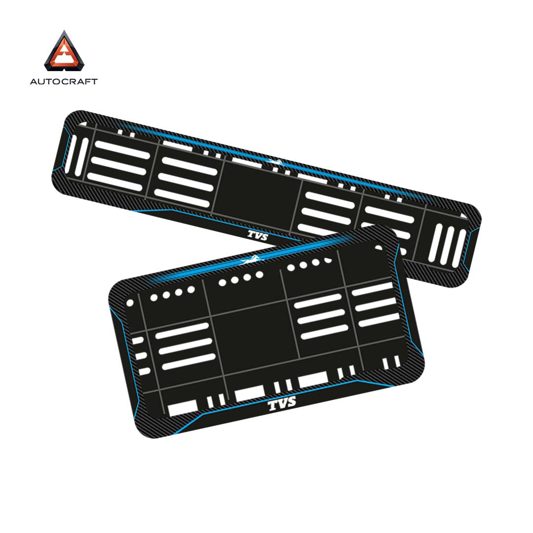Bike Number Plate Gel Frame - TVS - Blue Line (Front and Back Set) HSRP number plate gel frame view 1