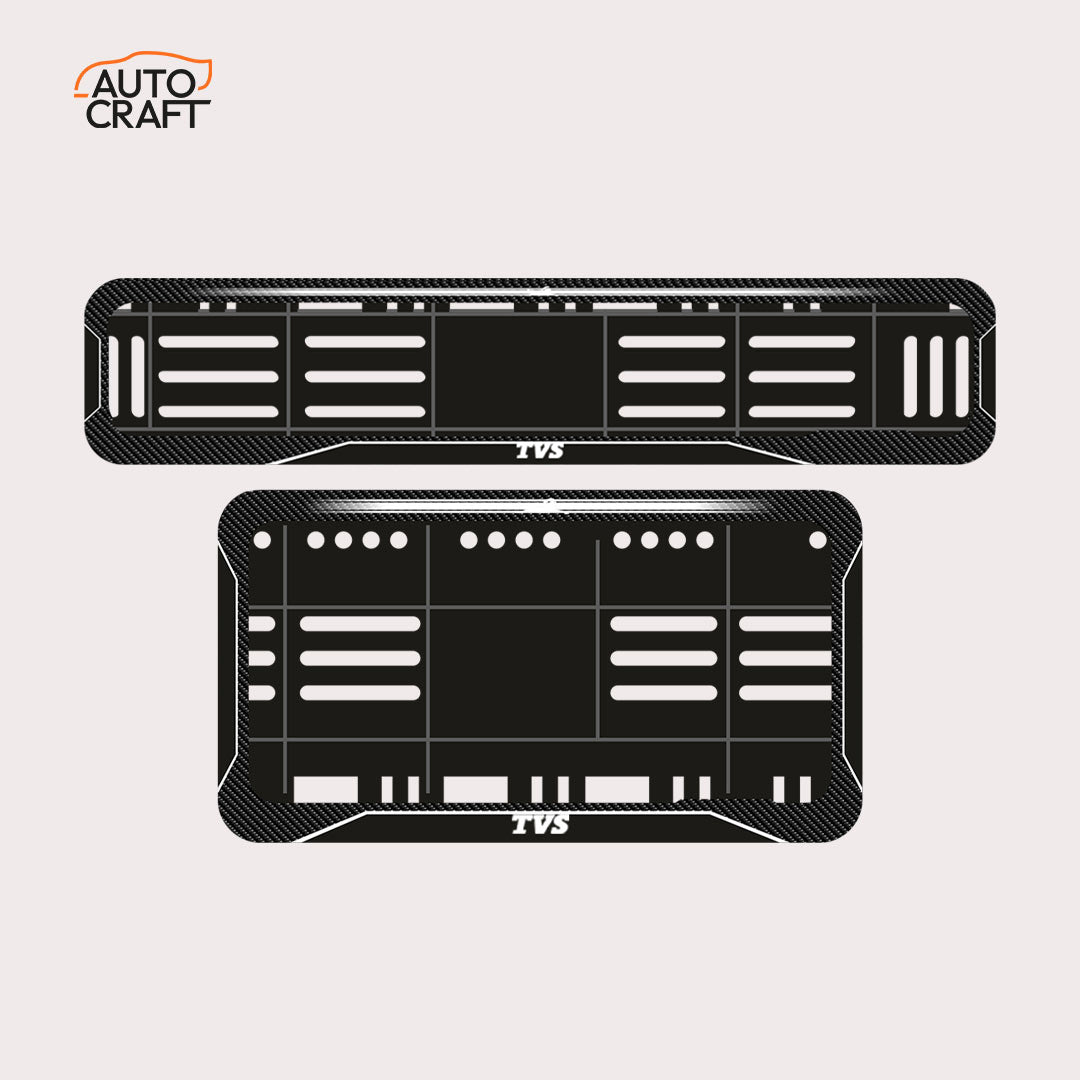Bike Number Plate Gel Frame - TVS - Black with White Lines
