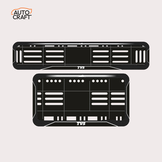 Bike Number Plate Gel Frame - TVS - Black with White Lines