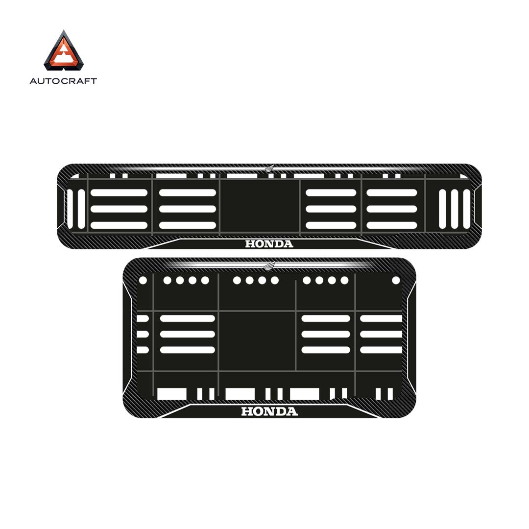 Bike Number Plate Gel Frame - Honda - Black with White Lines (Front and Back Set) HSRP number plate gel frame view 3