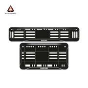 Bike Number Plate Gel Frame - Suzuki - Black with White Lines (Front and Back Set) thumbnail