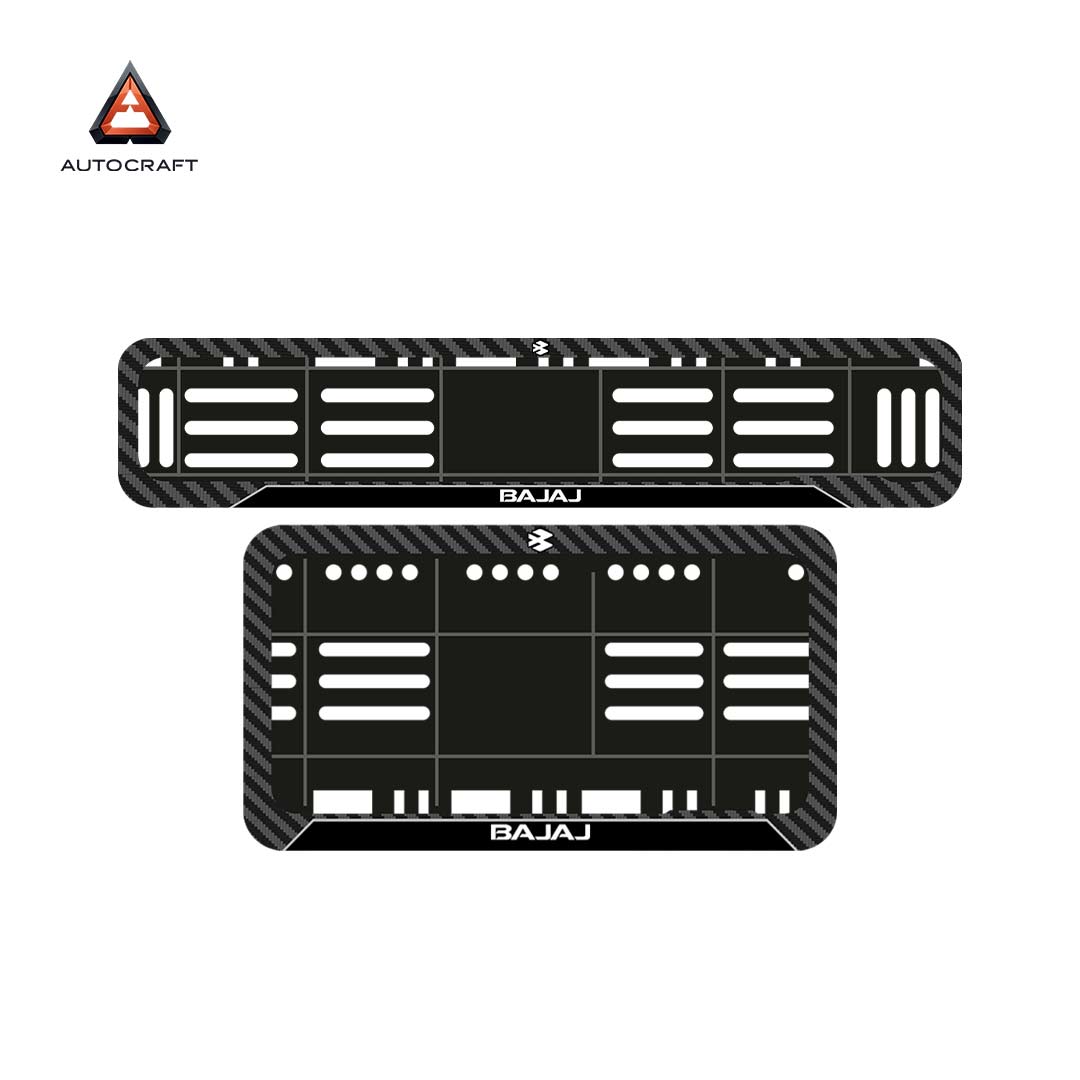 Bike Number Plate Gel Frame - Bajaj - Black Pattern