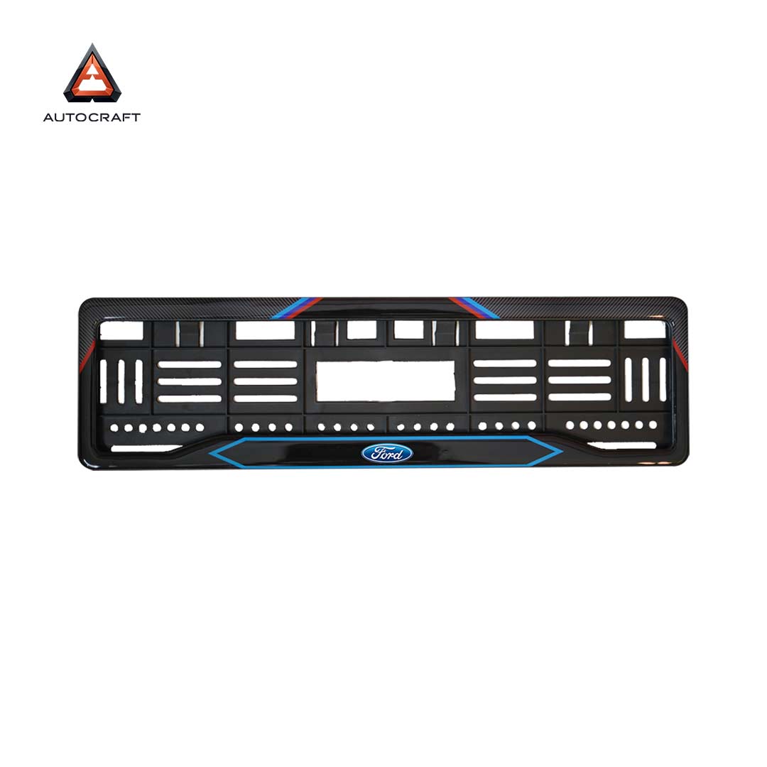 Car Number Plate Gel Frame - Ford - Red and Blue Line HSRP number plate gel frame view 3