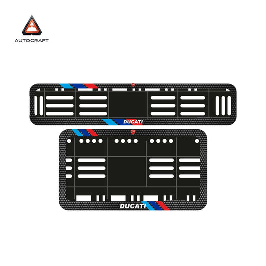 Bike Number Plate Gel Frame - Ducati - Red & Blue Racing Stripes (Front and Back Set)