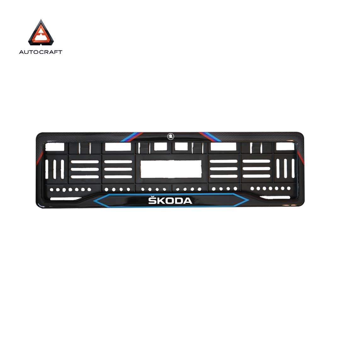 Car Number Plate Gel Frame - Skoda - Red and Blue Line