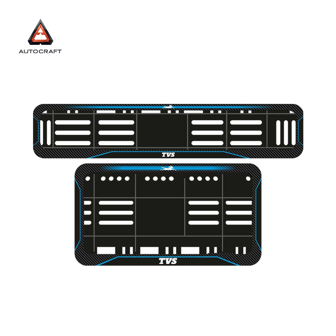 Bike Number Plate Gel Frame - TVS - Blue Line (Front and Back Set) HSRP number plate gel frame view 3