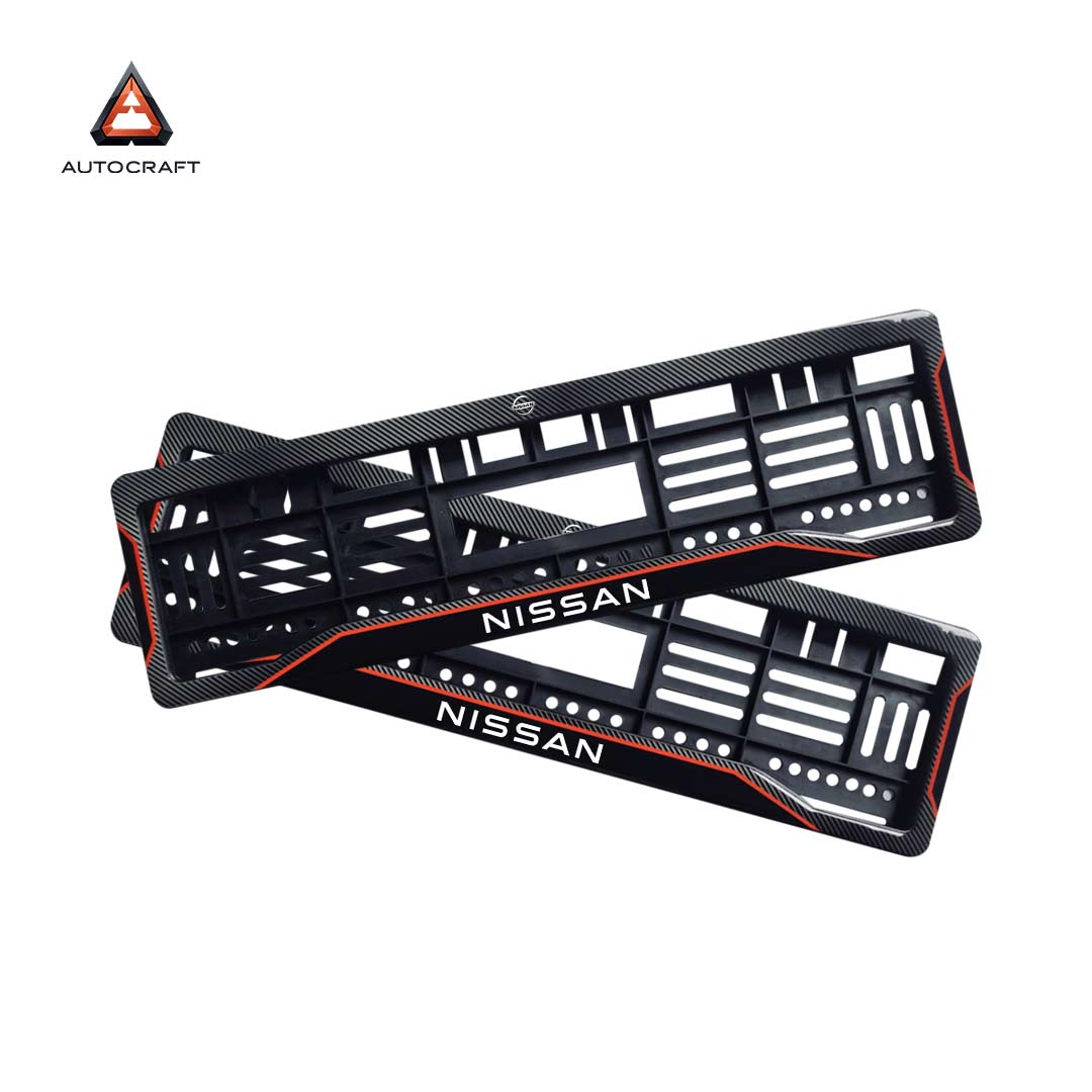 Car Number Plate Gel Frame - Nissan - Red Line HSRP number plate gel frame view 1