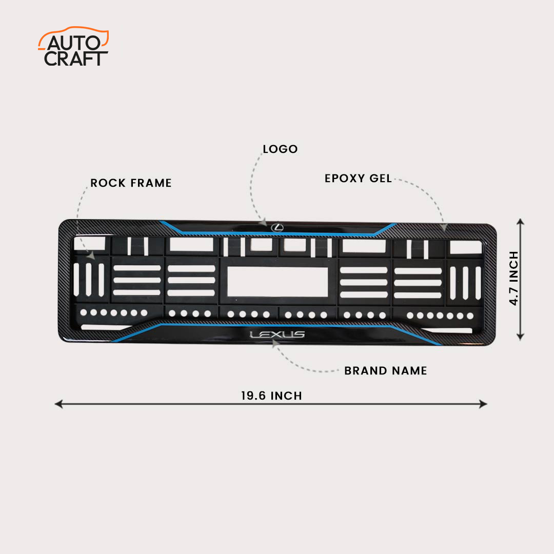 Car Number Plate Gel Frame - Lexus - Blue Line