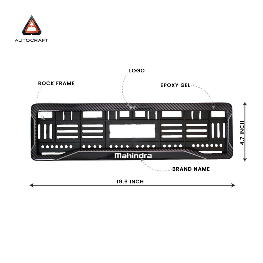 Car Number Plate Gel Frame - Mahindra - Black Plain
