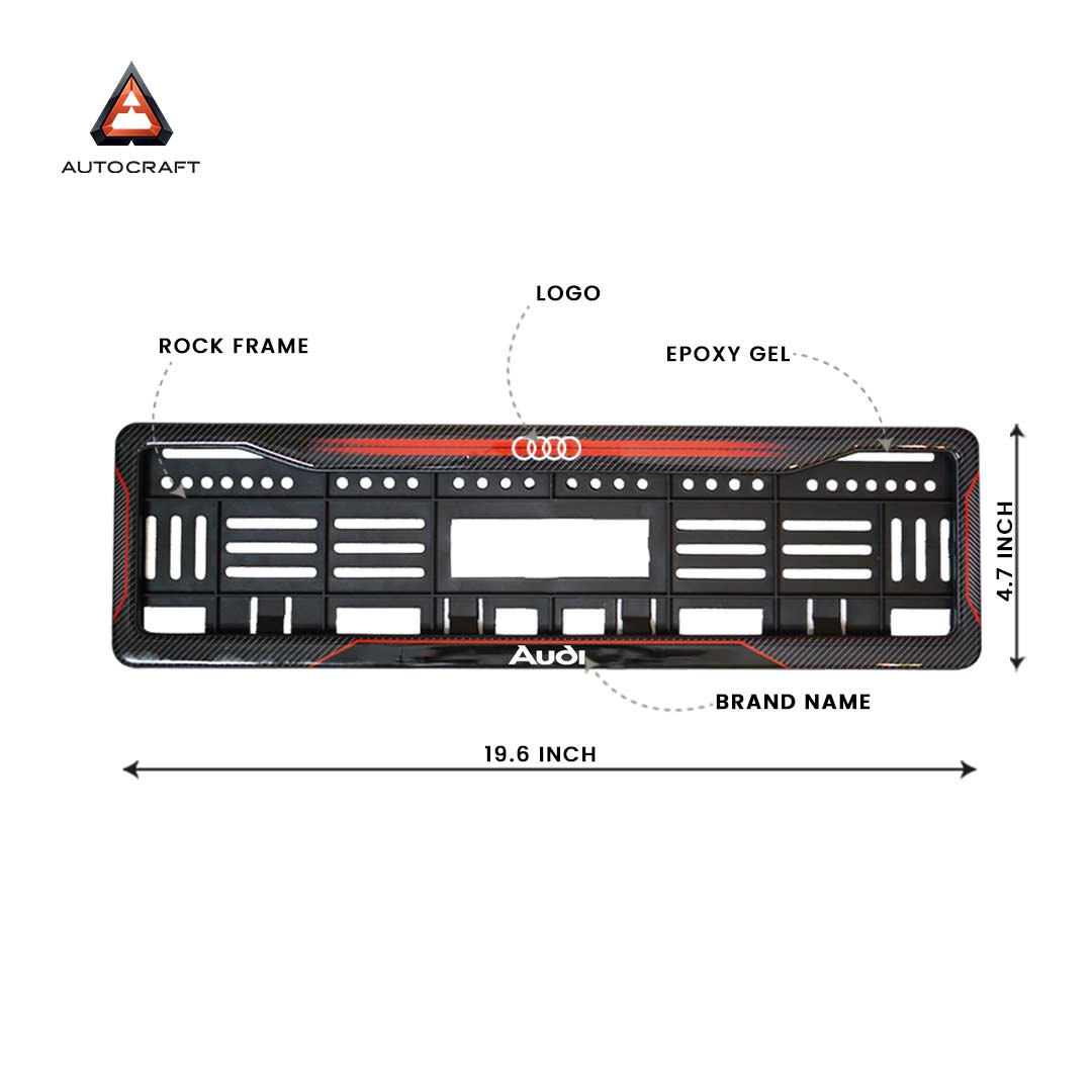 Car Number Plate Gel Frame - Audi - Red Dash