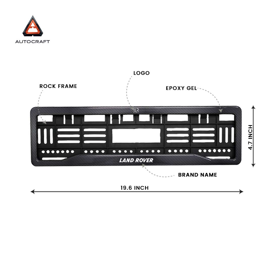 Car Number Plate Gel Frame - Land Rover - Black Plain HSRP number plate gel frame view 2
