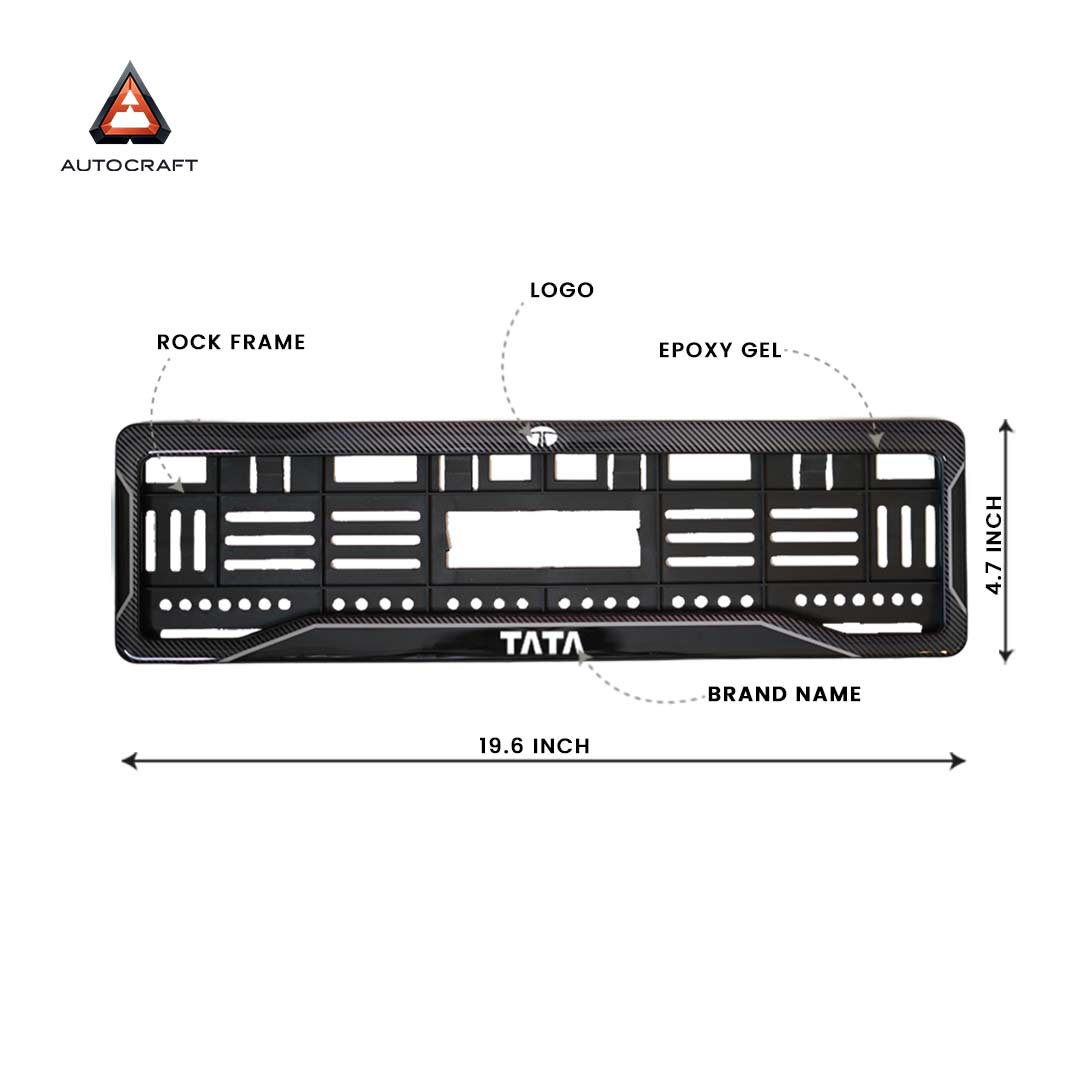Car Number Plate Gel Frame - TATA - Black Dash