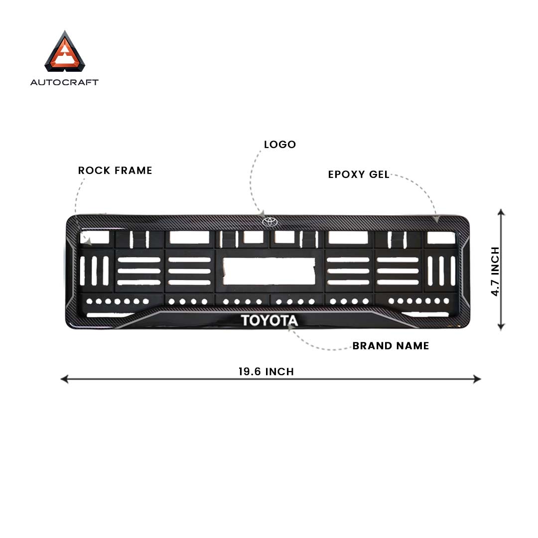 Car Number Plate Gel Frame - Toyota - Black Dash HSRP number plate gel frame view 2
