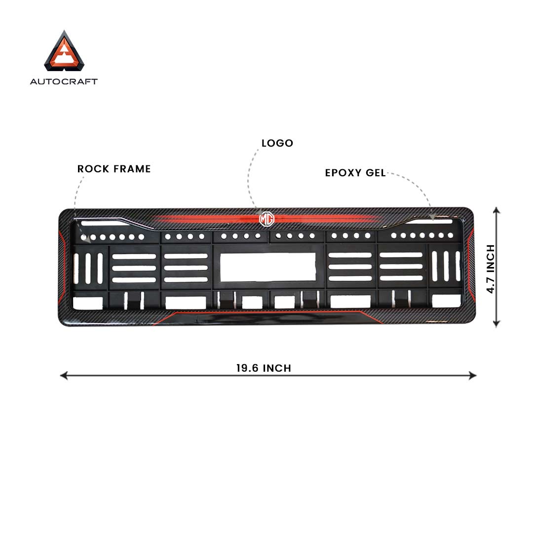 Car Number Plate Gel Frame - MG - Red Dash