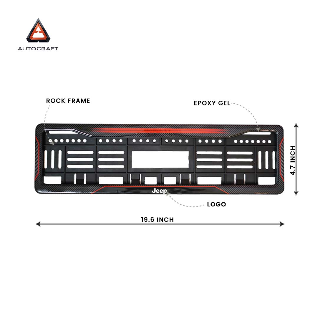 Car Number Plate Gel Frame - Jeep - Red Dash