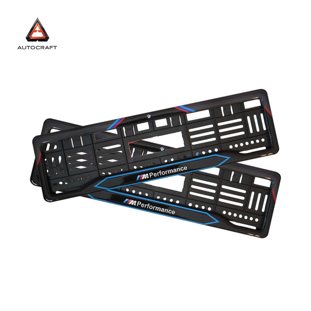 Premium BMW M Performance Car Number Plate Gel Frame – Front and Back Set HSRP number plate gel frame view 1