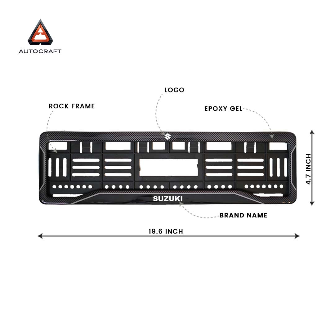 Car Number Plate Gel Frame - Suzuki - Black Dash