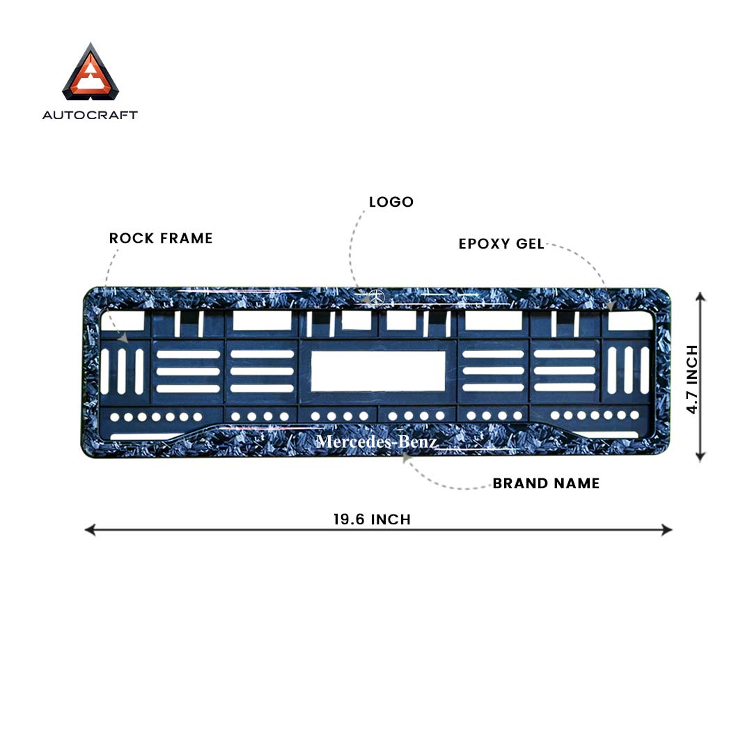 Car Number Plate Gel Frame - Benz - Forged Carbon HSRP number plate gel frame view 2