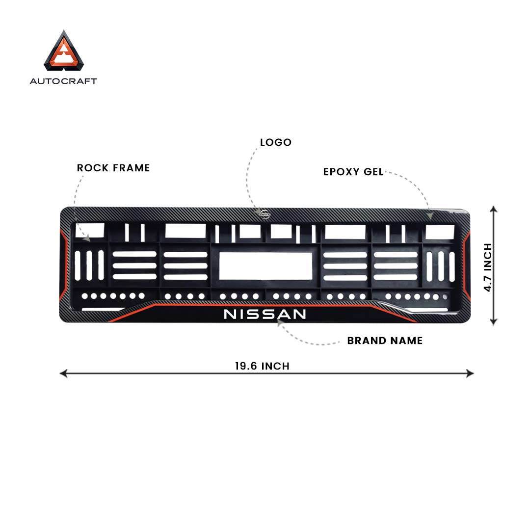 Car Number Plate Gel Frame - Nissan - Red Line HSRP number plate gel frame view 2