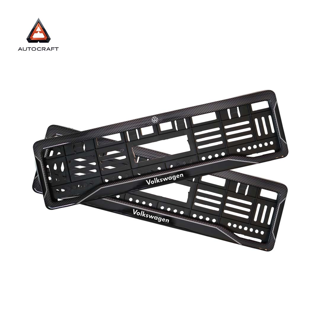 Car Number Plate Gel Frame - Volkswagen - Black Dash HSRP number plate gel frame view 1