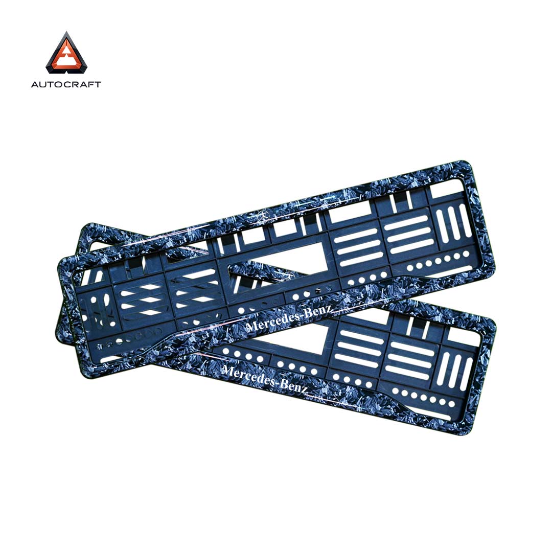 Car Number Plate Gel Frame - Benz - Forged Carbon HSRP number plate gel frame view 1