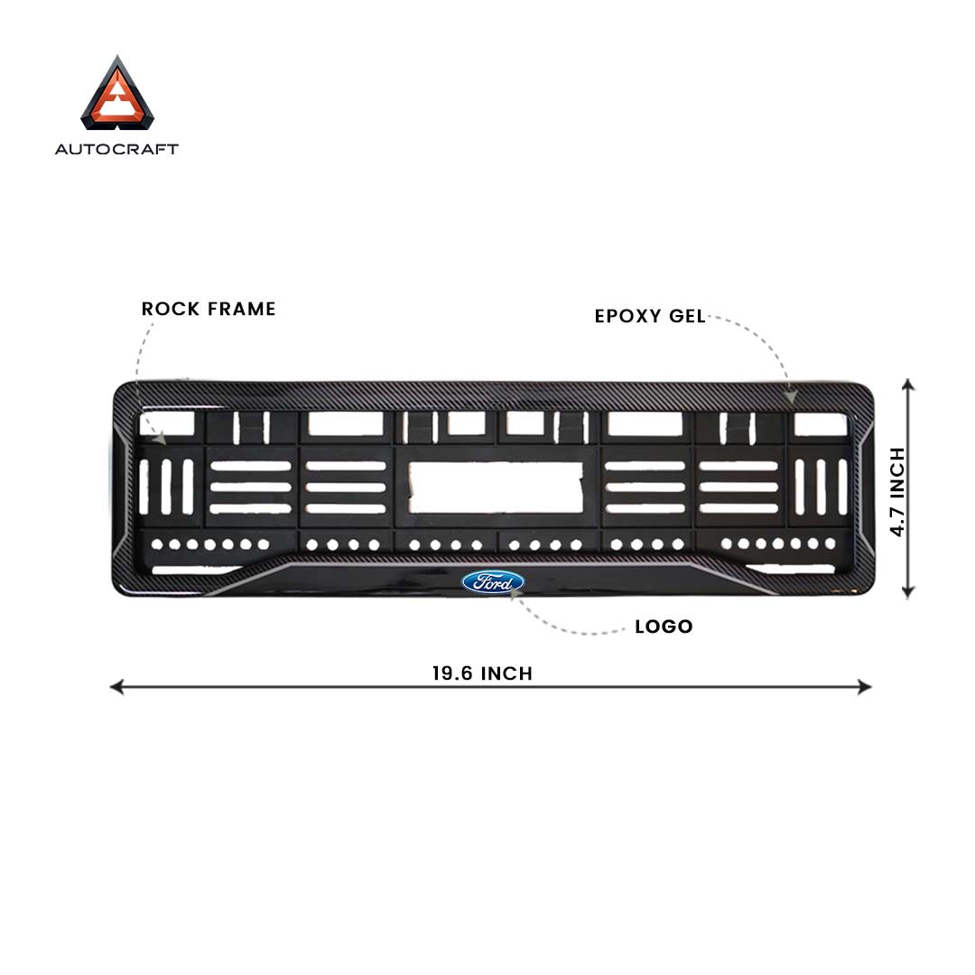 Car Number Plate Gel Frame - Ford - Black Dash
