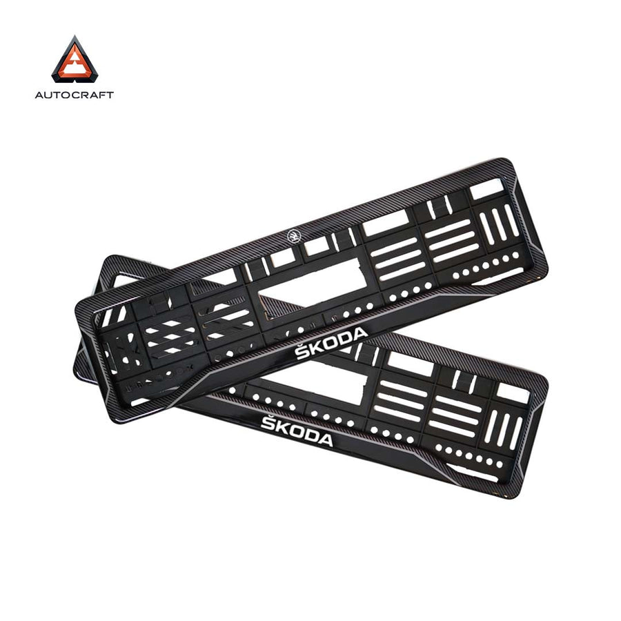Car Number Plate Gel Frame - Skoda - Black Dash