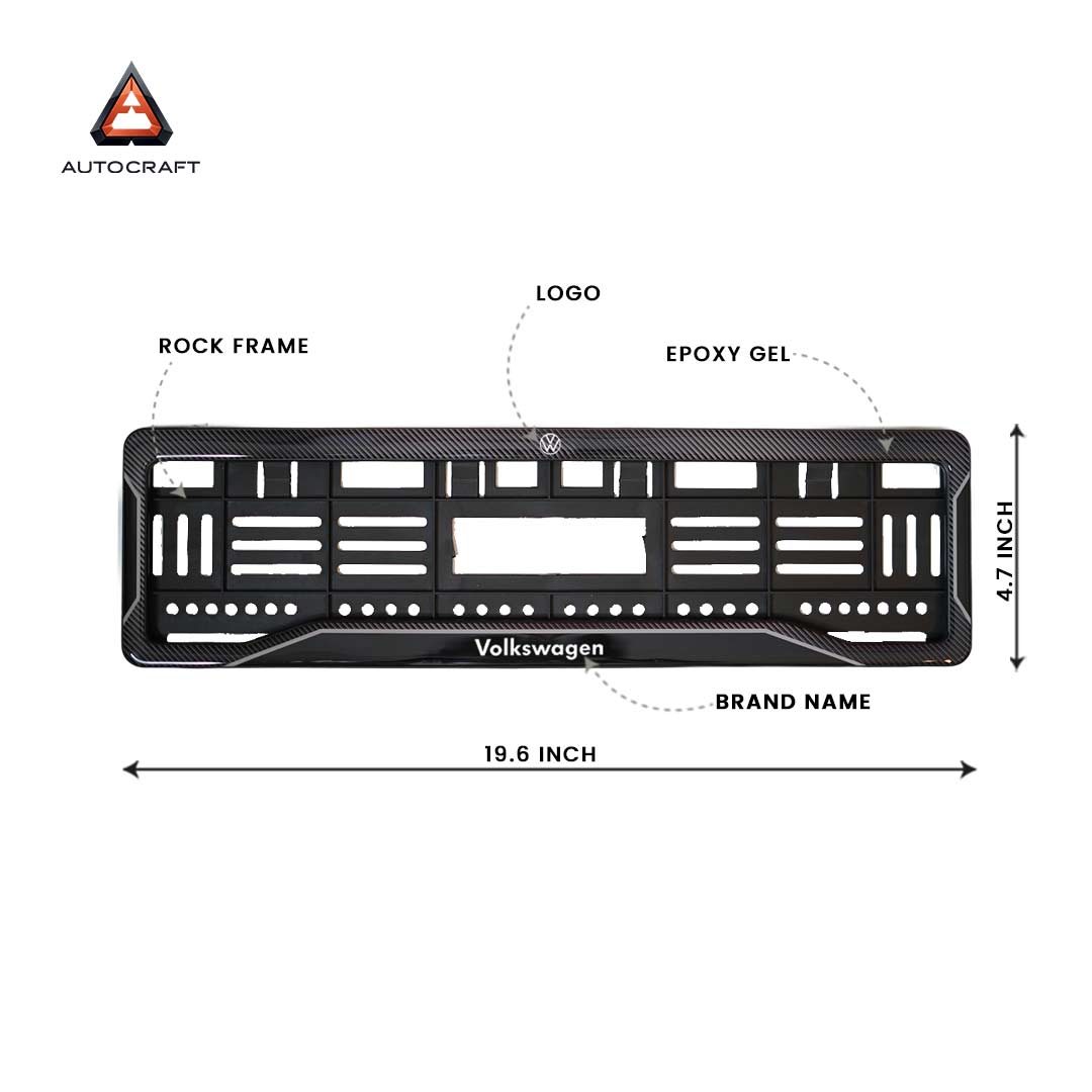 Car Number Plate Gel Frame - Volkswagen - Black Dash HSRP number plate gel frame view 2