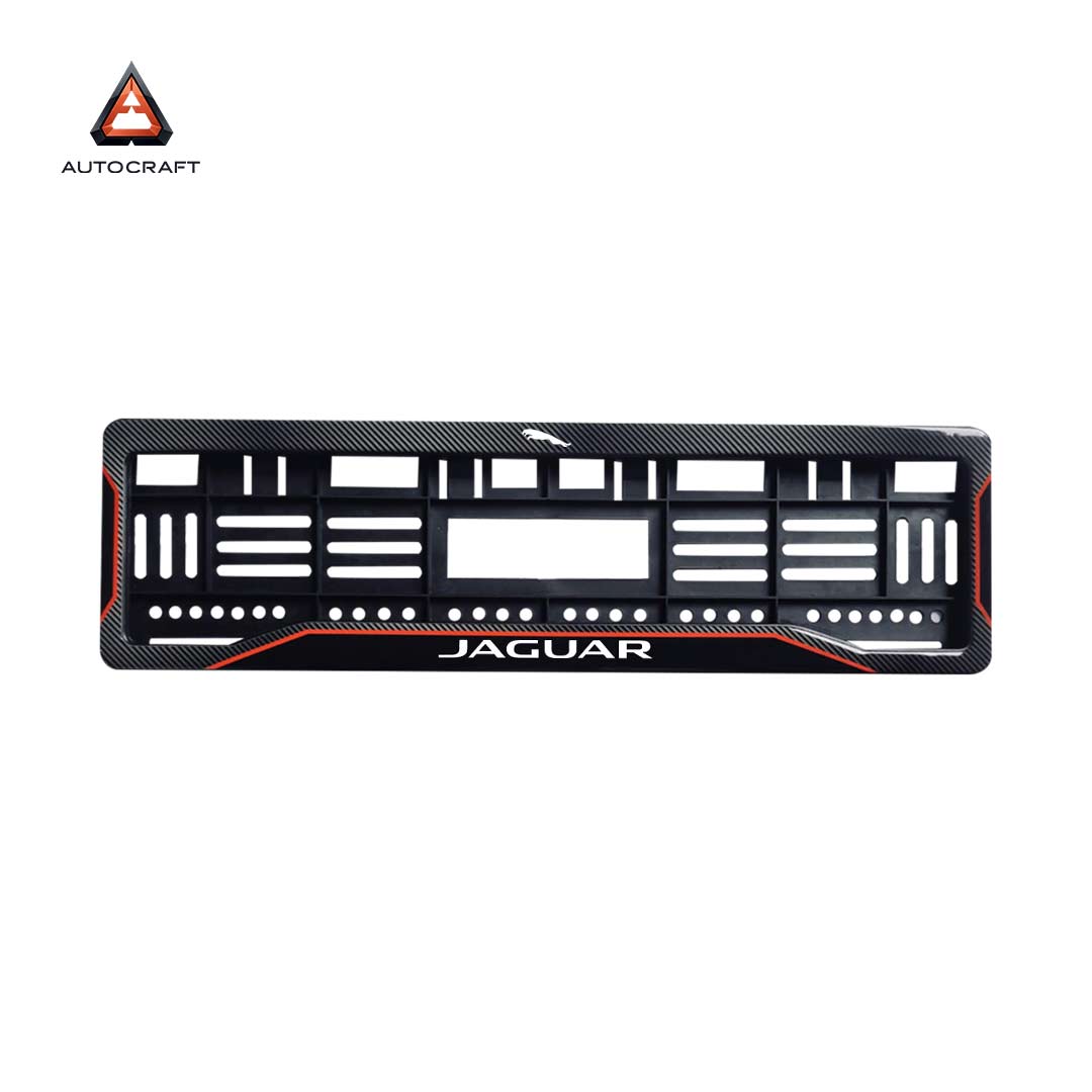 Car Number Plate Gel Frame - Jaguar Logo - Red Line HSRP number plate gel frame view 3
