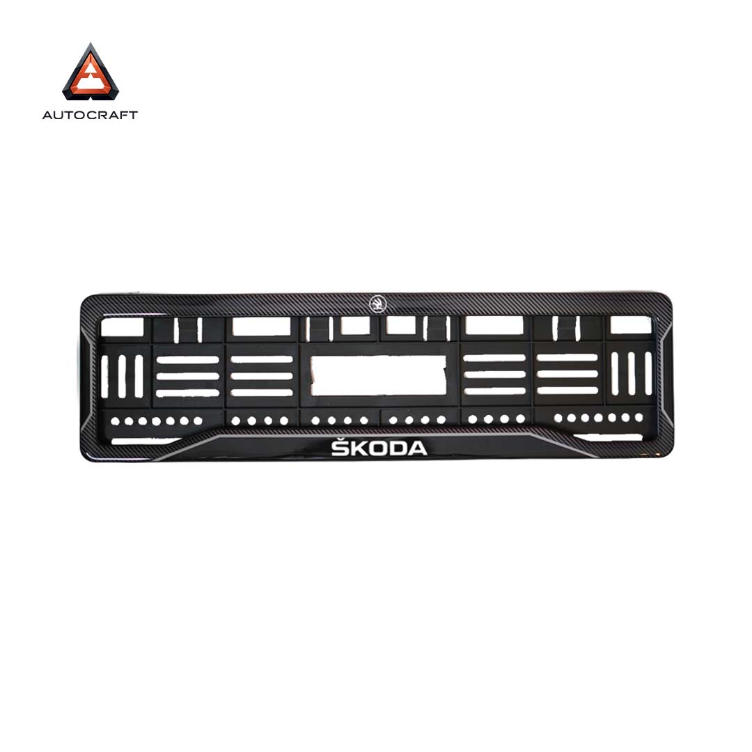 Car Number Plate Gel Frame - Skoda - Black Dash HSRP number plate gel frame view 3