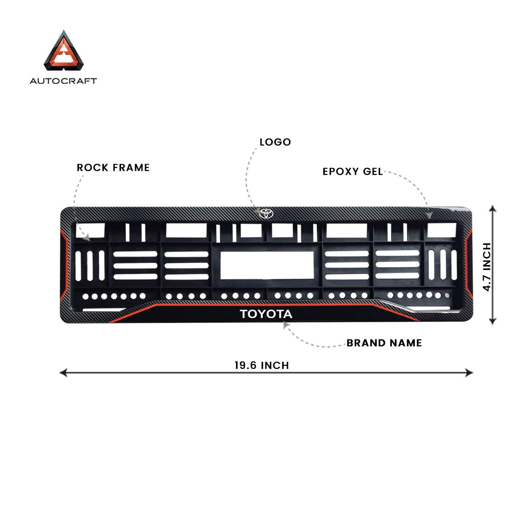 Car Number Plate Gel Frame - Toyota - Red Line HSRP number plate gel frame view 2