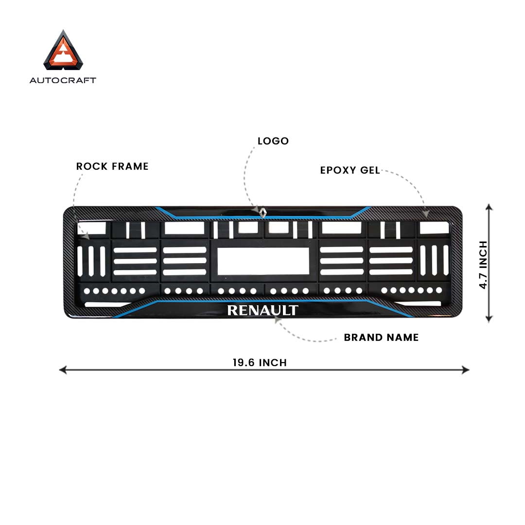 Car Number Plate Gel Frame - Renault - Blue Line