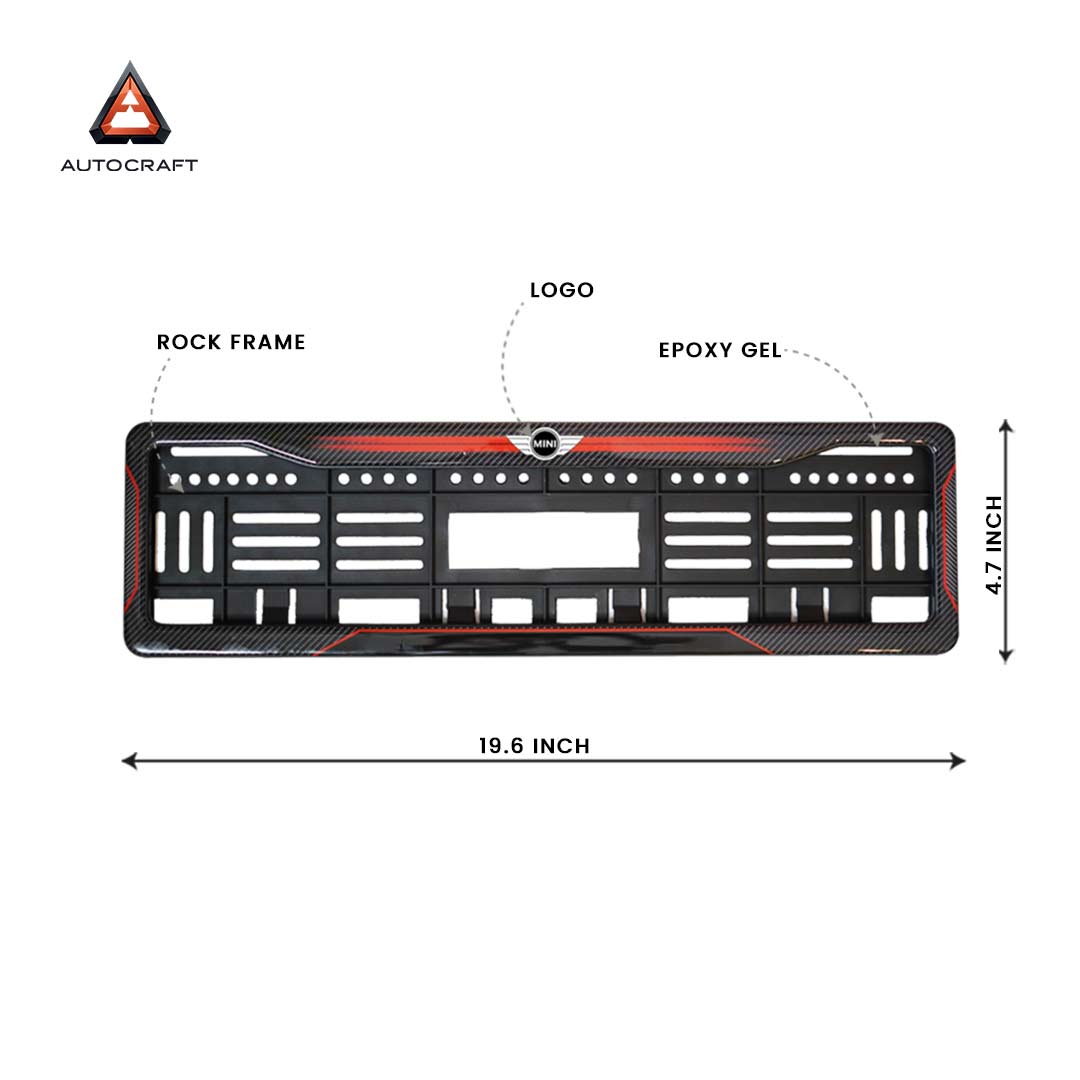 Car Number Plate Gel Frame - Mini Cooper - Red Dash