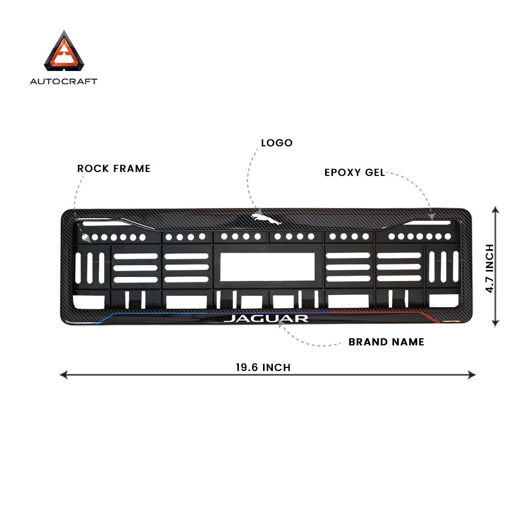 Car Number Plate Gel Frame - Jaguar - Black Plain
