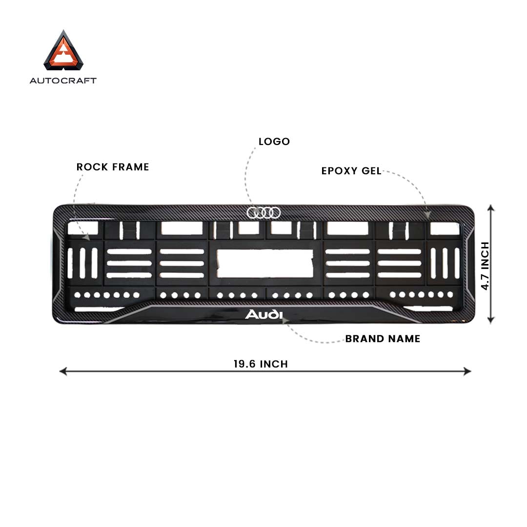 Car Number Plate Gel Frame - Audi - Black Dash