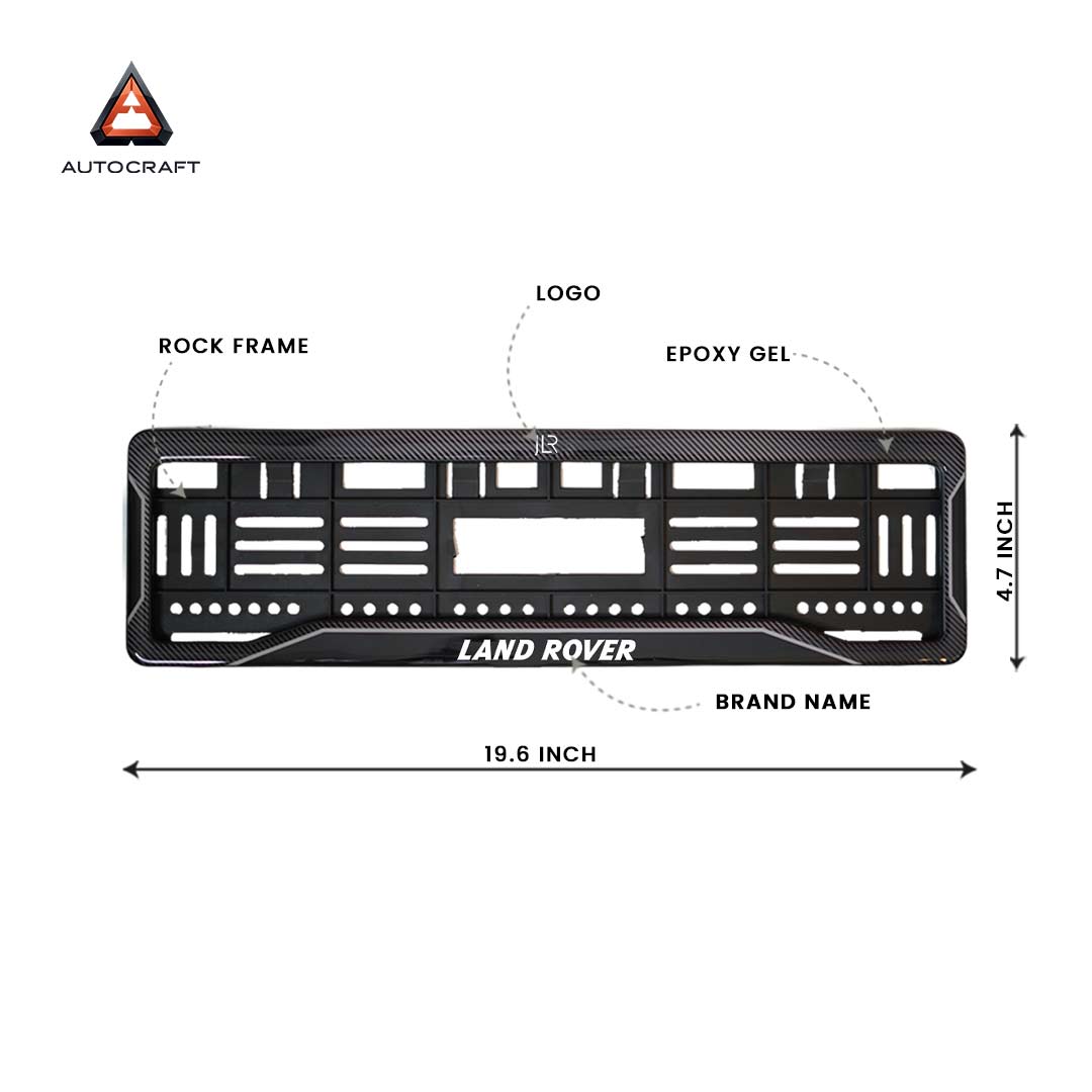 Car Number Plate Gel Frame - Land Rover - Black Dash
