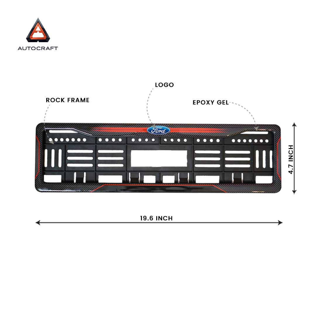 Car Number Plate Gel Frame - Ford - Red Dash