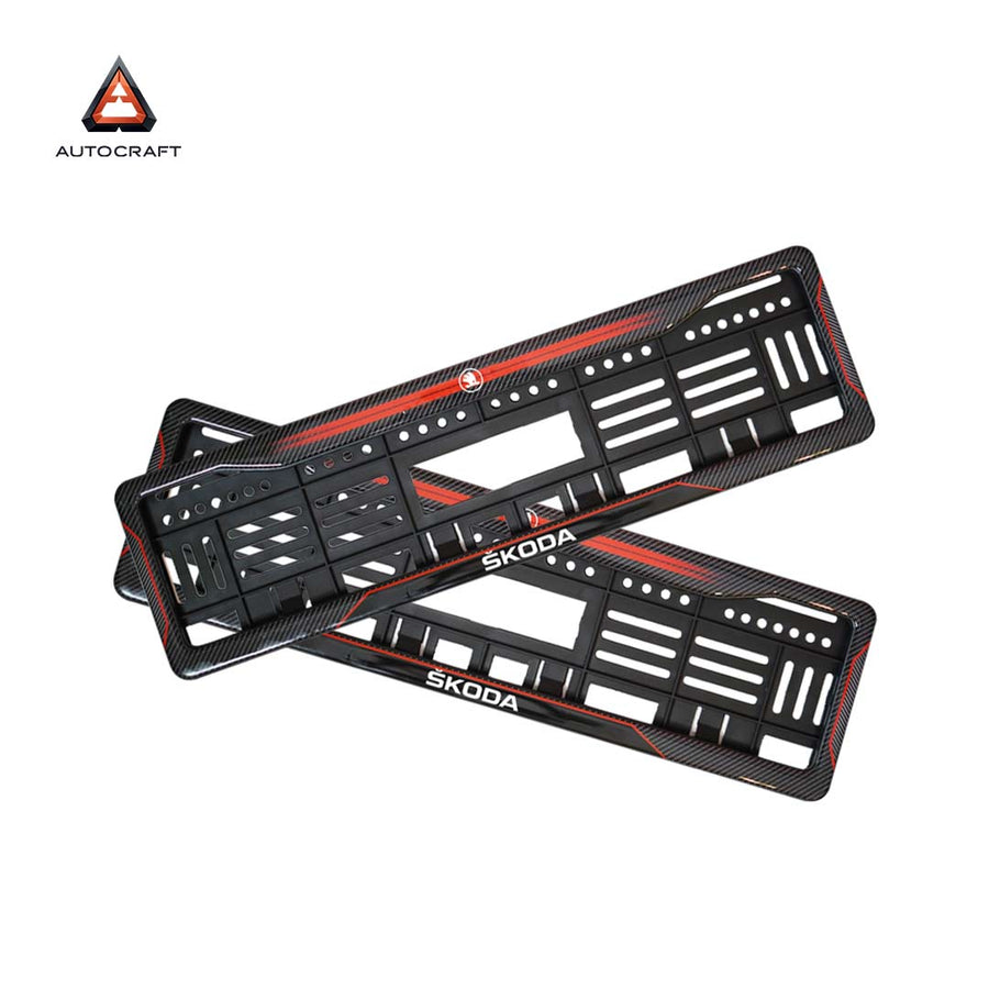 Car Number Plate Gel Frame - Skoda - Red Dash