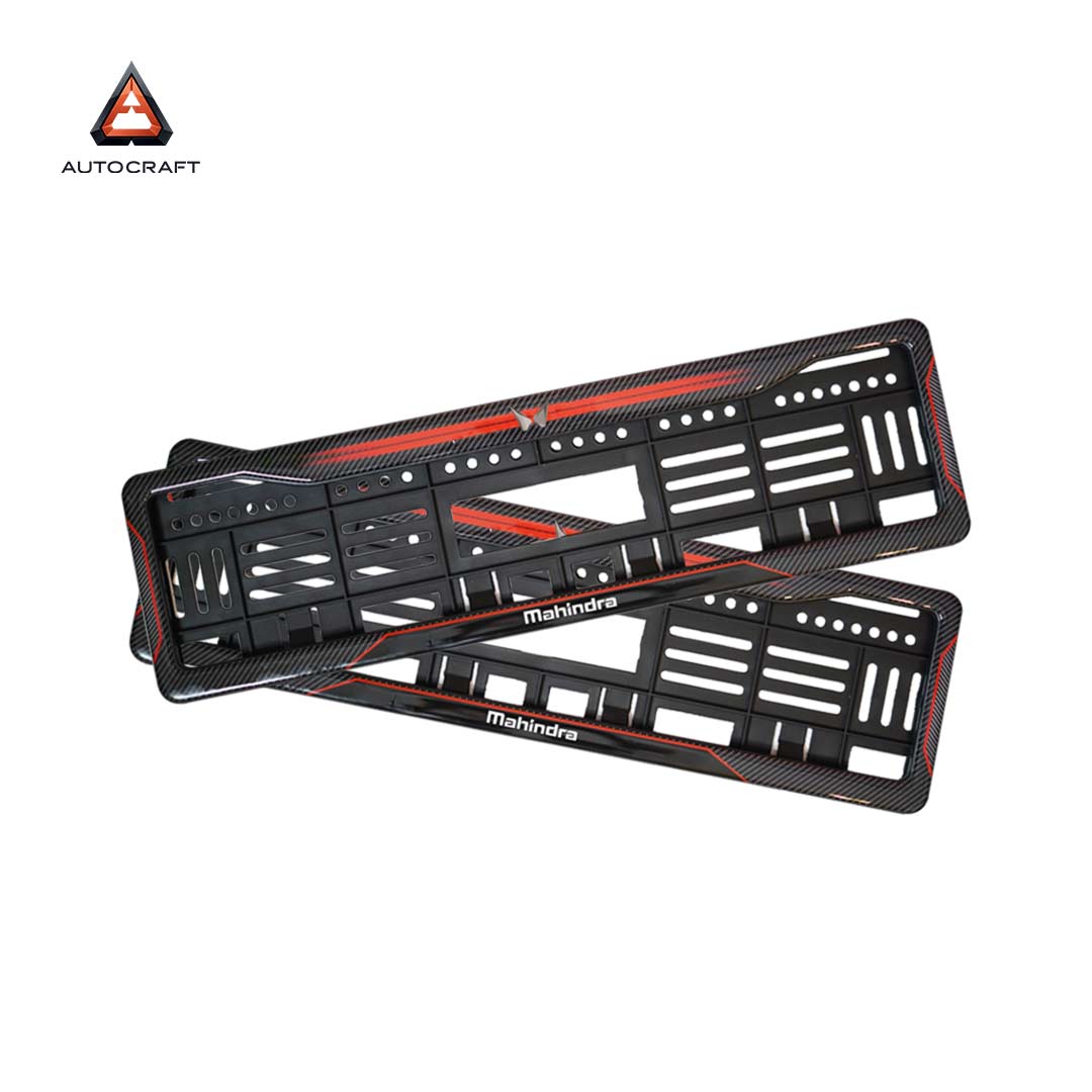 Car Number Plate Gel Frame - Mahindra - Red Dash